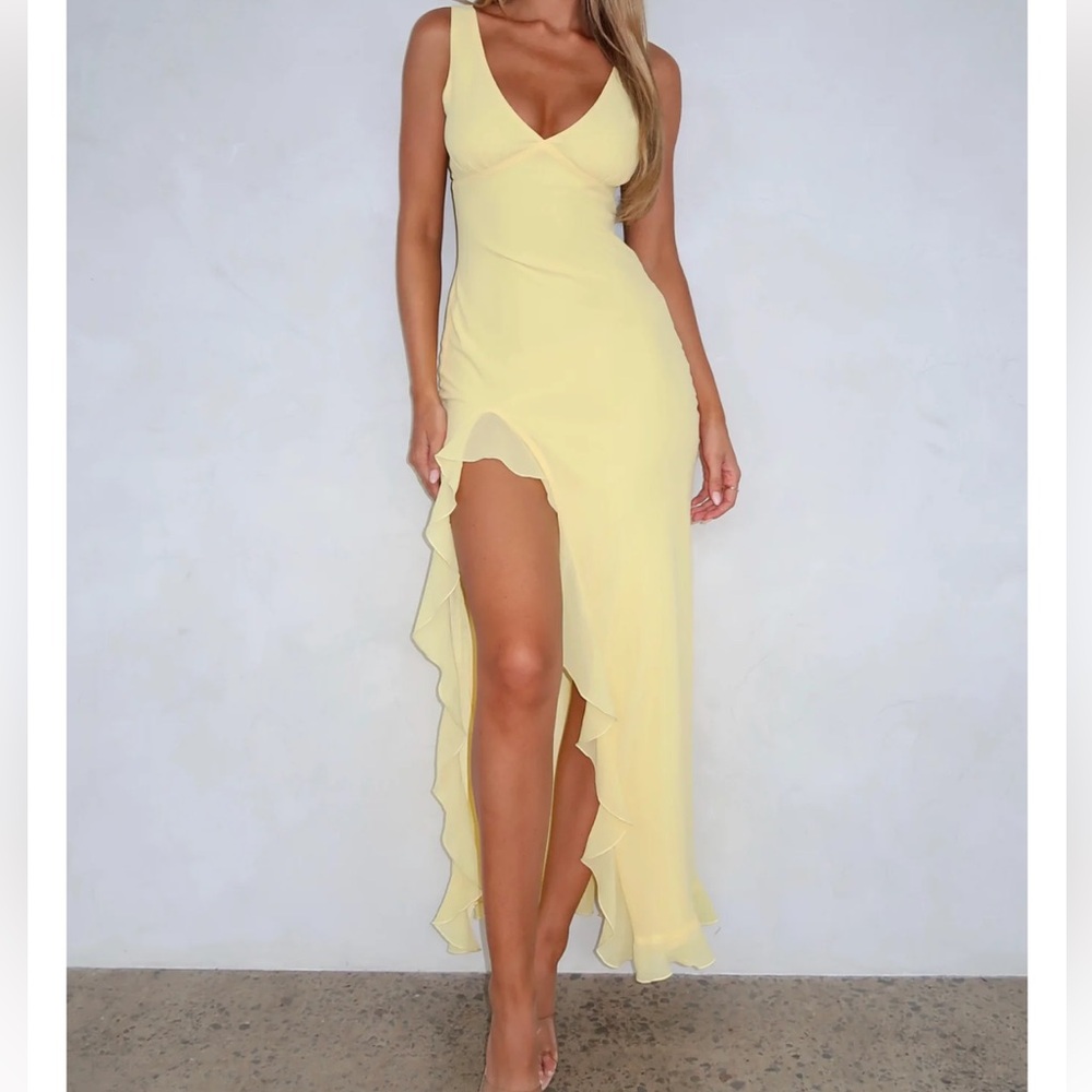 White Fox Boutique Yellow High Low Dress